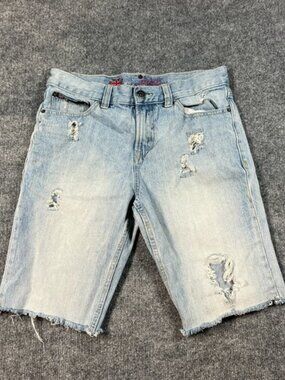 French Connection Denim Shorts Mens 30x11 Blue Distressed Mid Rise Frayed Hem